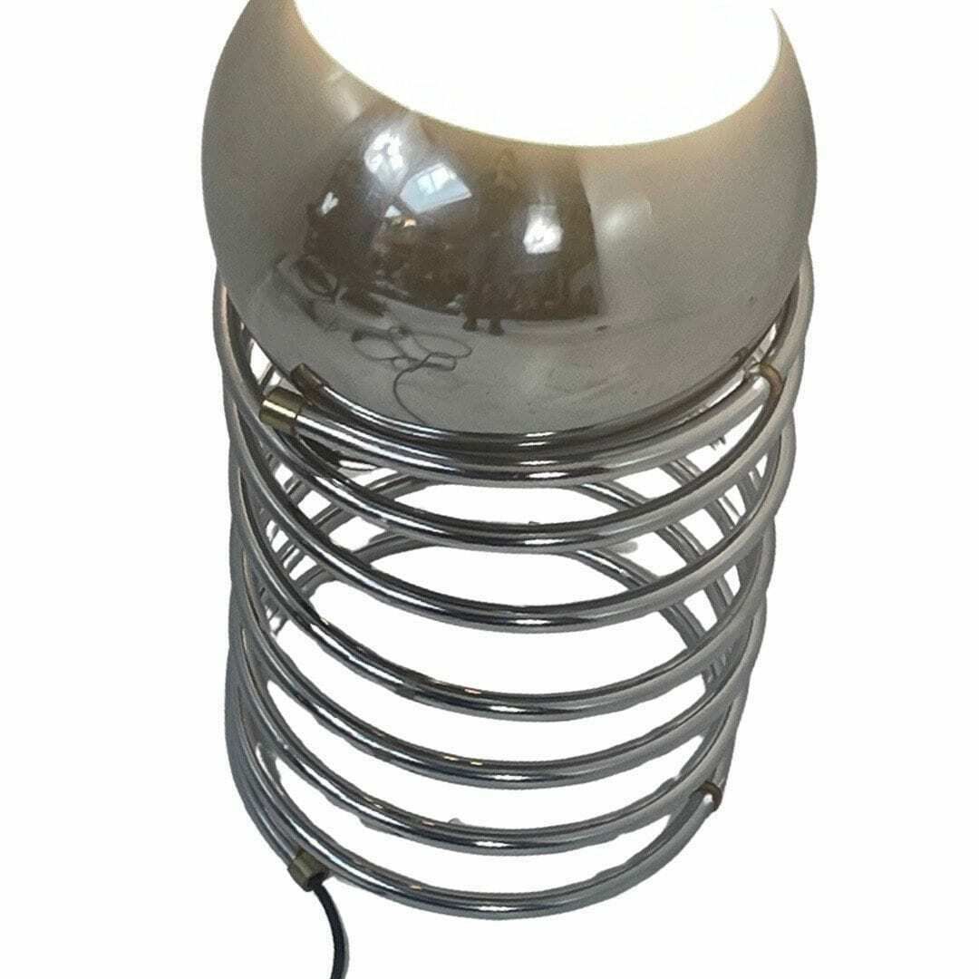 Gepo   Space Age Design / Mcm Floor Lamp   Globe Mounted On A Spiral Base   Full Chrome photo 294.0