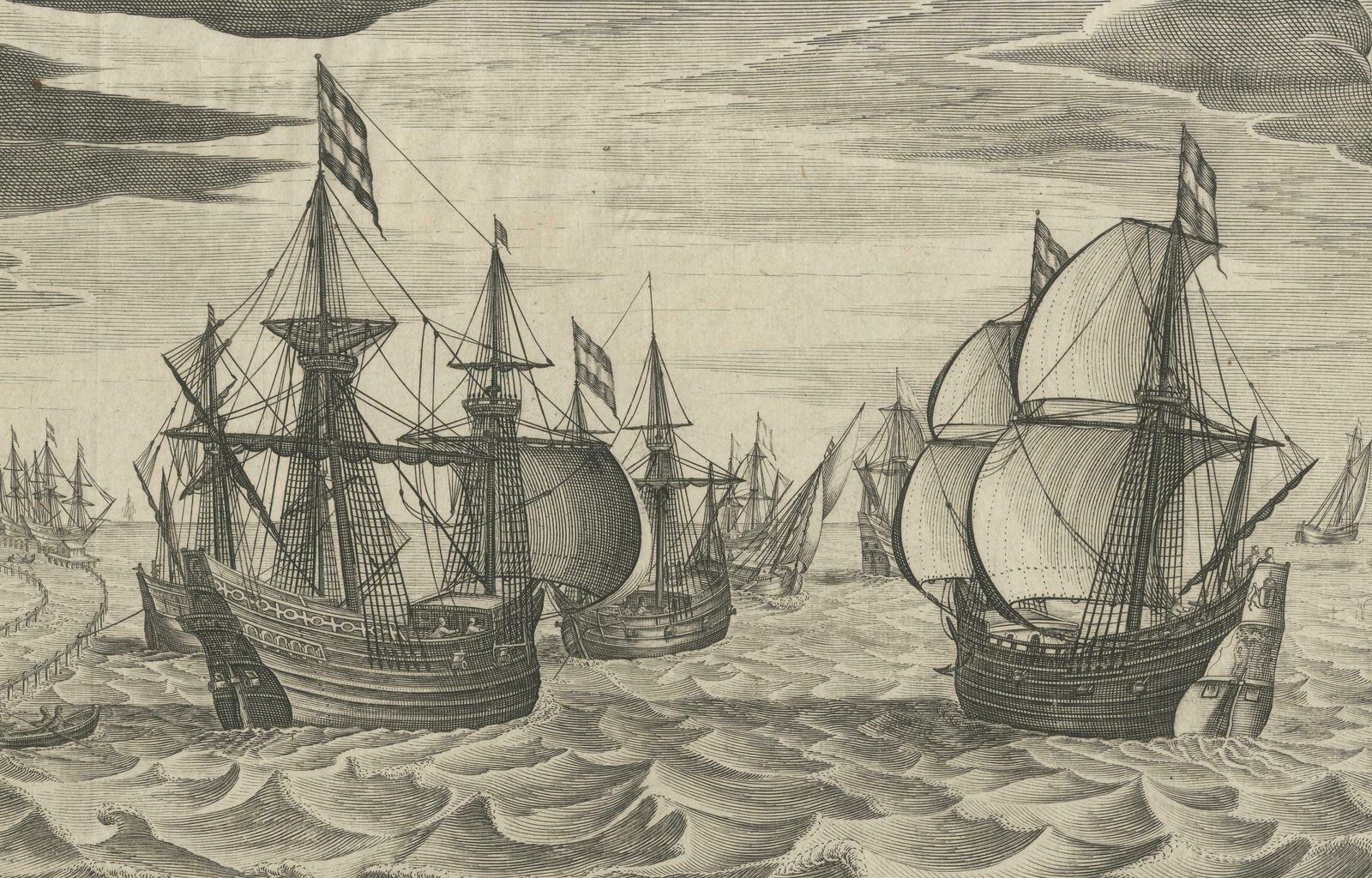Antique Print Of A Fleet Of Nine Ships Departing To The East Indies '1603' photo Art