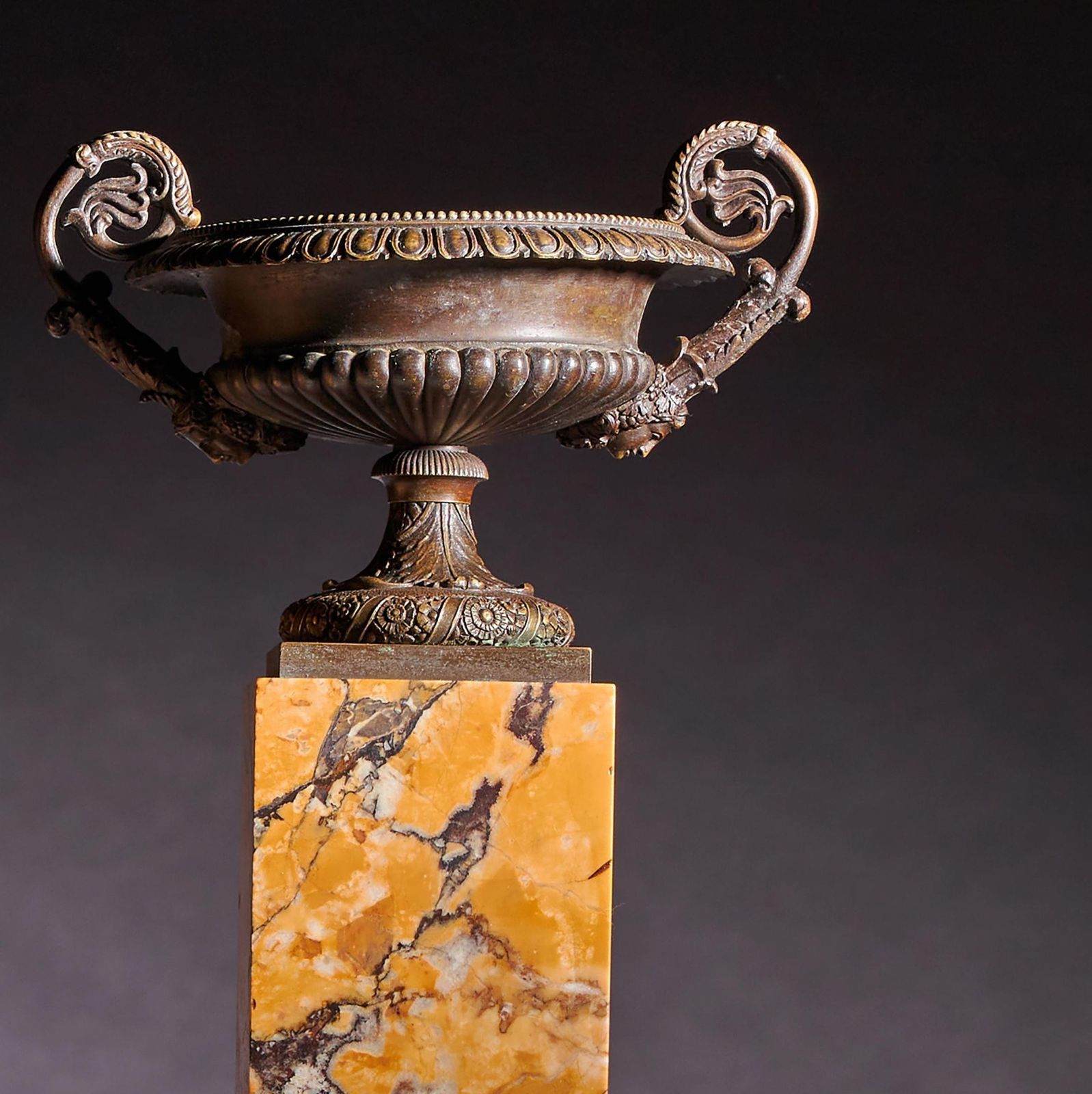 A Pair Of Early 19th Century French Bronze And Marble Tazzas Of Particularly High Quality And Large Size photo vintage