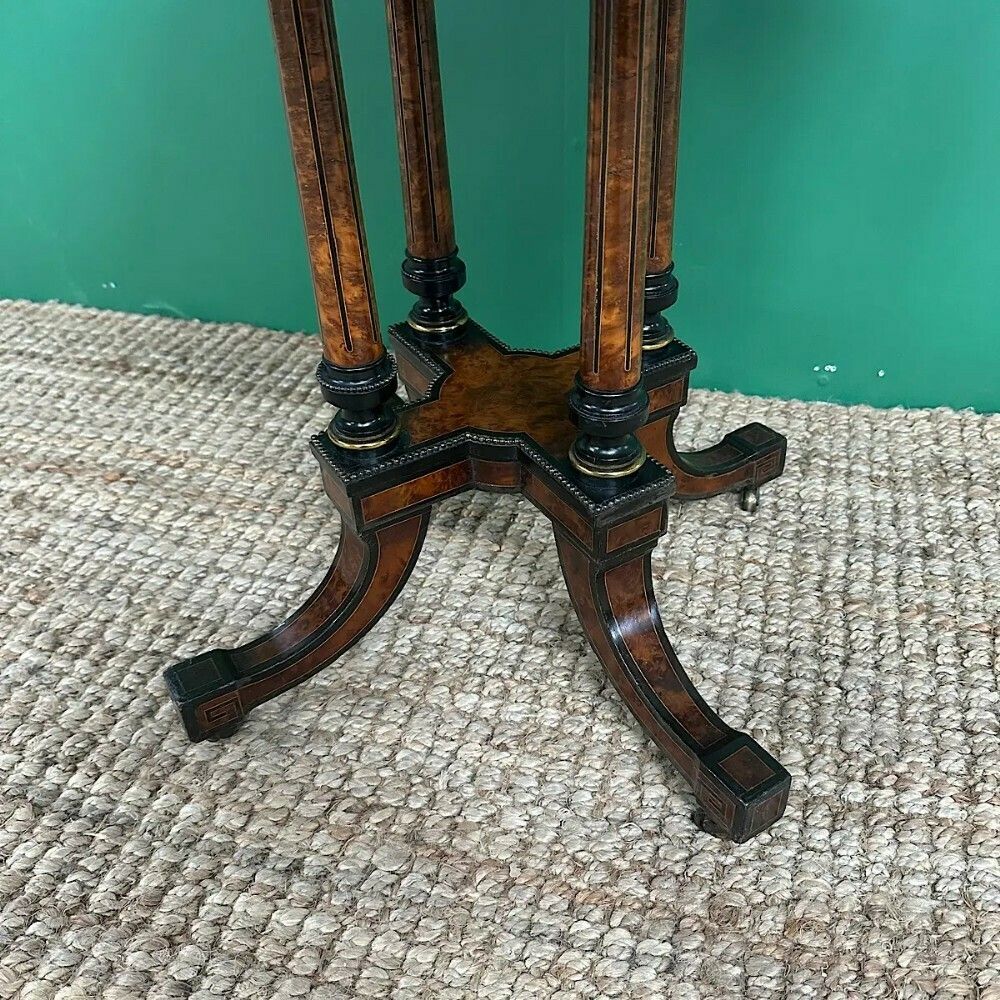 Small Victorian Amboyna Antique Occasional Table photo vintage