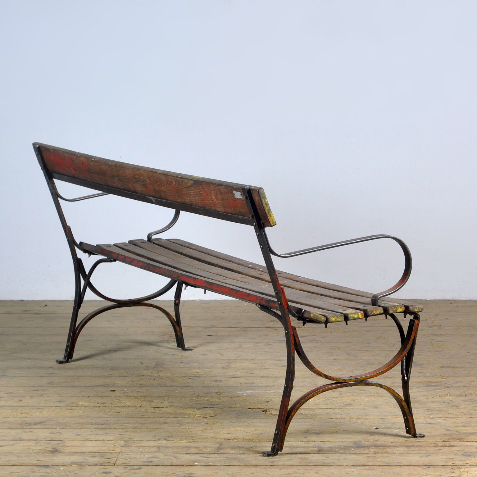 Riveted Iron Park Bench 1920s, Vintage photo vintage