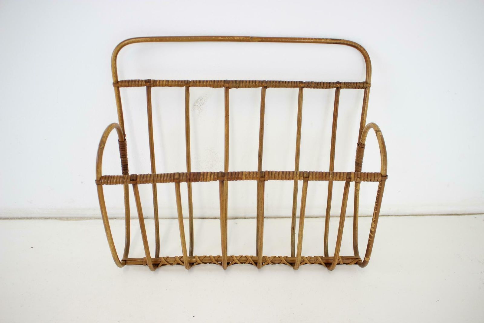 1970s Wall Bamboo Magazine Holder, Czechoslovakia photo furniture