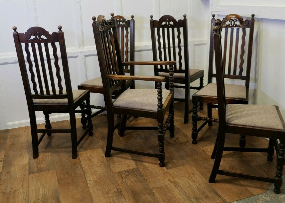 Set Of 6 19th Century Country House Oak Dining Chairs photo 1500.0