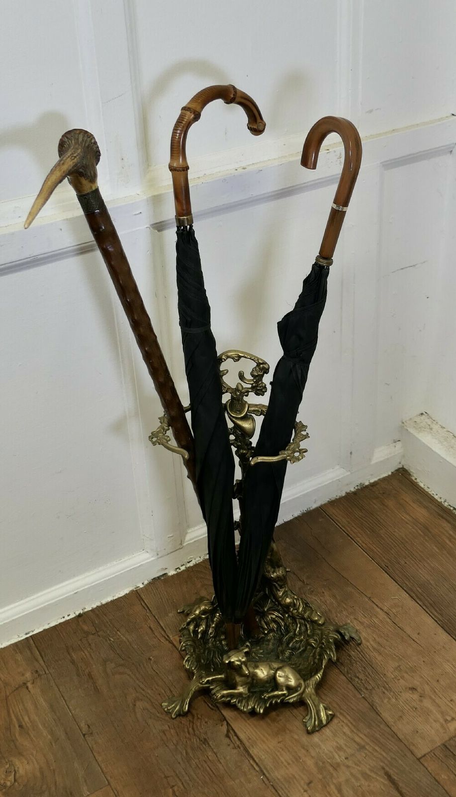 French Hunting Theme (Chasse) Brass Stick Stand photo buy