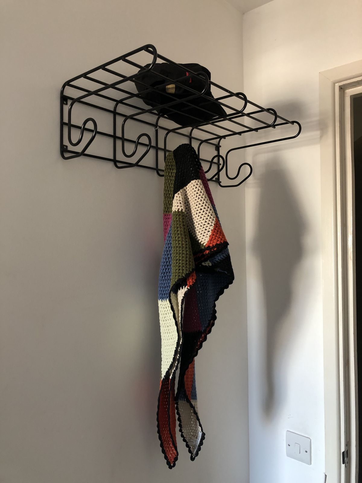 Ikea Vintage Pop Frän Black Metal Coat Hanger With Shelf 1980s photo vintage