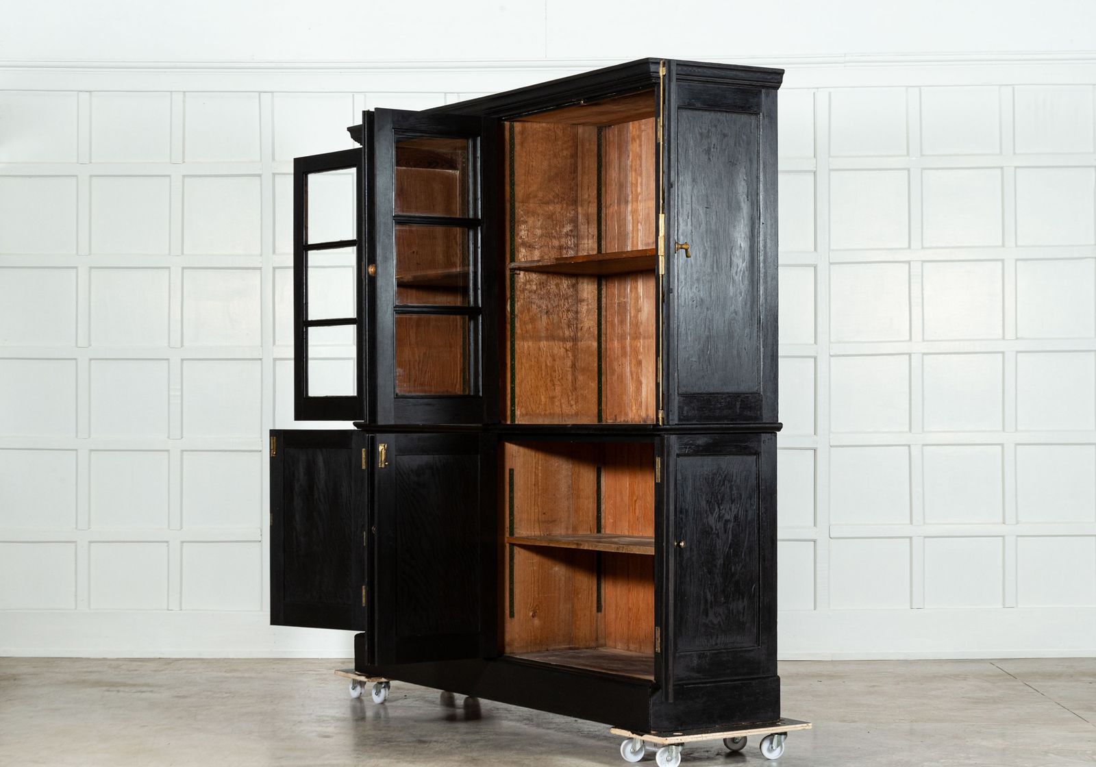 photo for sale Large Pair 19thc English Pine Bleached Bookcases