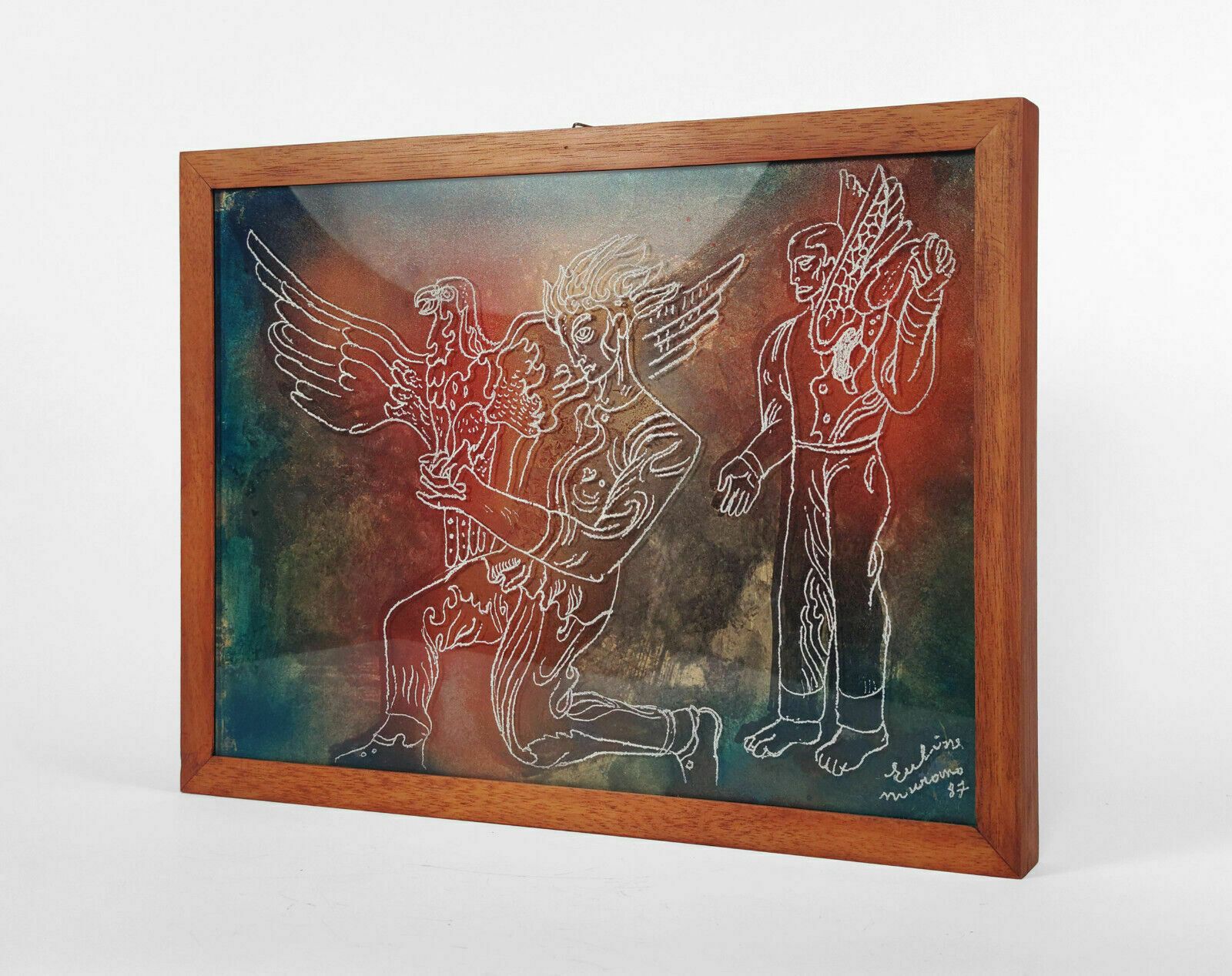 Seguso Vincenzo Eulisse 1980s Signed Unique Murano Engraved Glass Wall Sculpture photo furniture