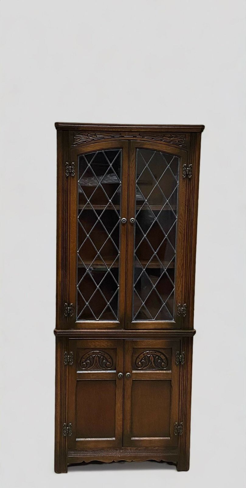 Old Charm Wood Brothers / Oak Corner Cabinet / Light Oak Traditional Colour /Made In England Dated 1970s photo furniture