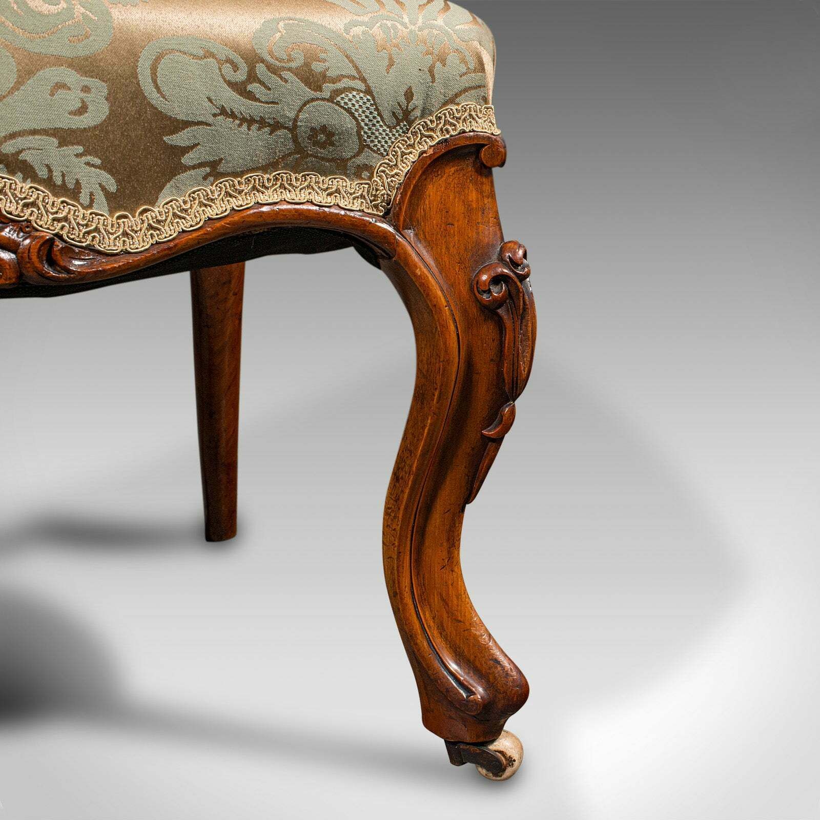 Furniture Antique Drawing Room Chair, English, Walnut, Ladies, Side Seat, Early Victorian photo