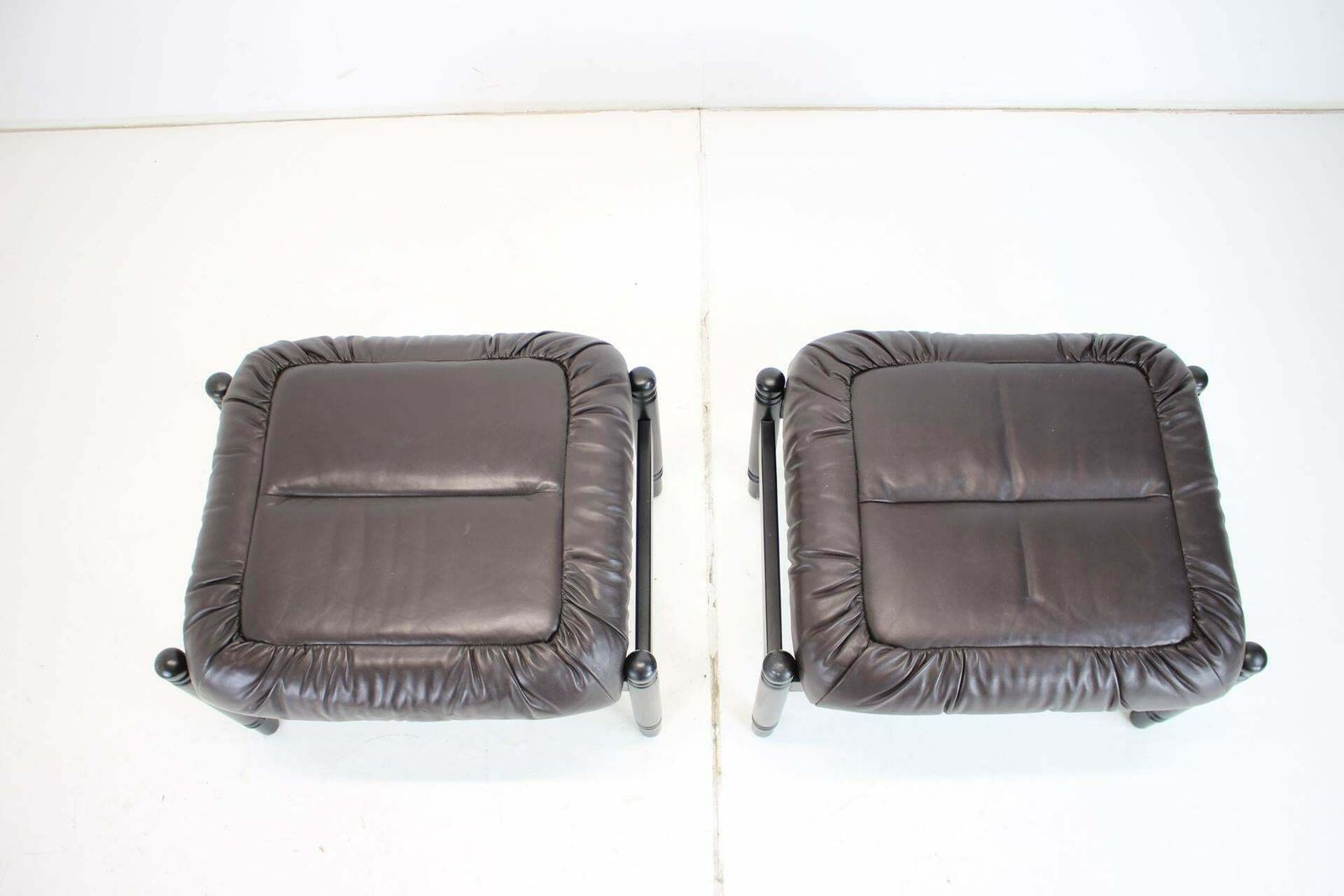 1980s Set Of Stools Made Of Wood And Leather   Stilla Lux, Czechoslovakia photo furniture