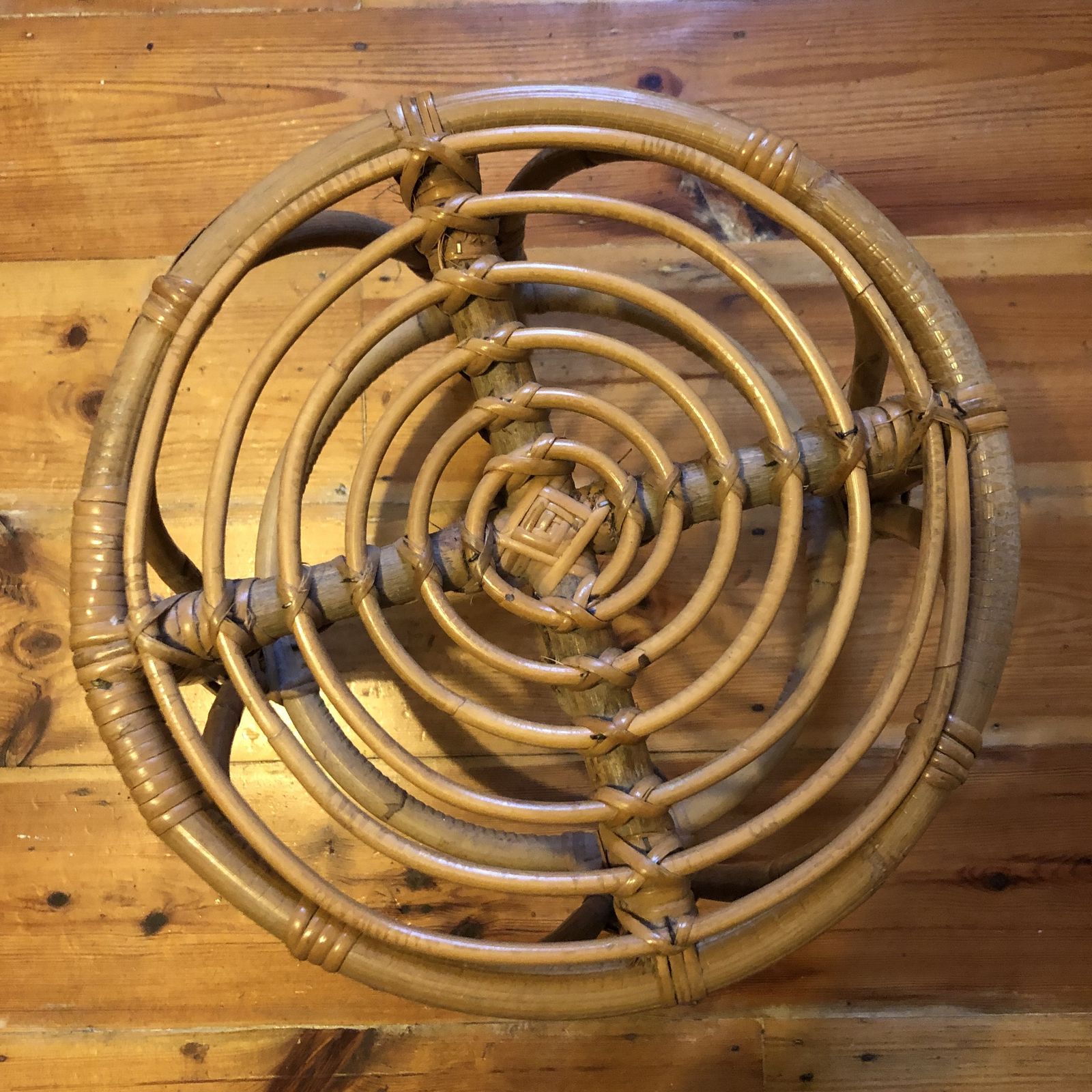 Vintage Bamboo And Bentwood Foot Stool 1980s photo for sale