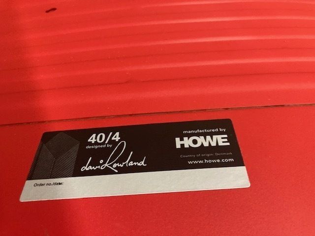 Group Of Four Design Chairs Like New David Rowland Chrome And Red Seat photo buy