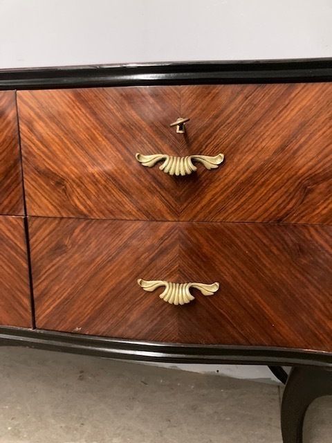Rosewood Chest Of Drawers From The 50s Spectacular Glass On A Bordeaux Top photo Furniture