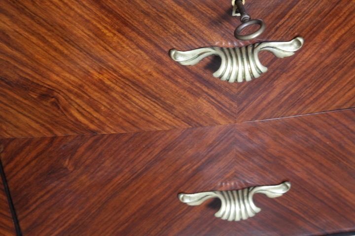photo for sale Rosewood Chest Of Drawers From The 50s Spectacular Glass On A Bordeaux Top