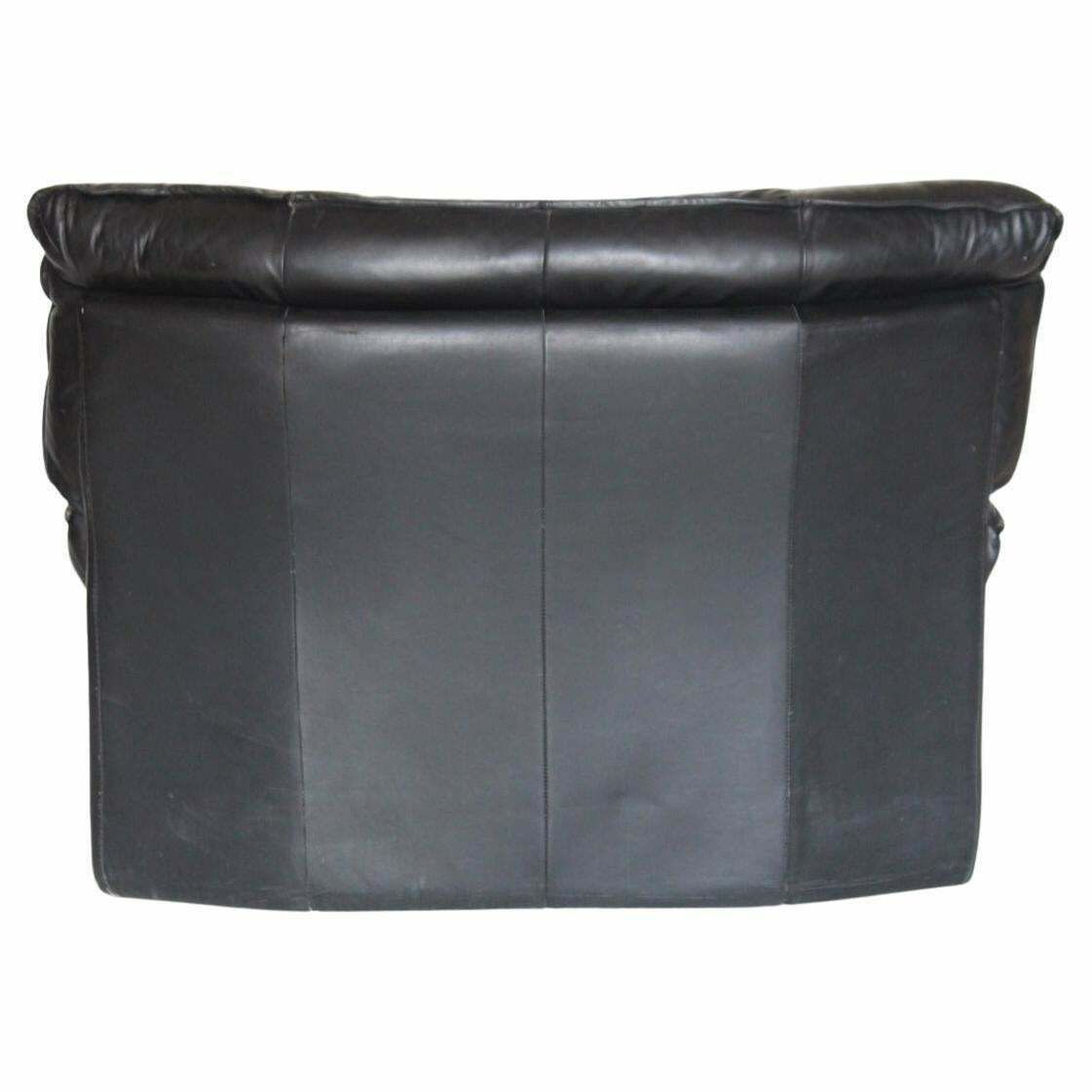 Large Post Modern Black Leather Armchair, Nicoletti Salotti For Avanti, Italy 1980 photo Furniture