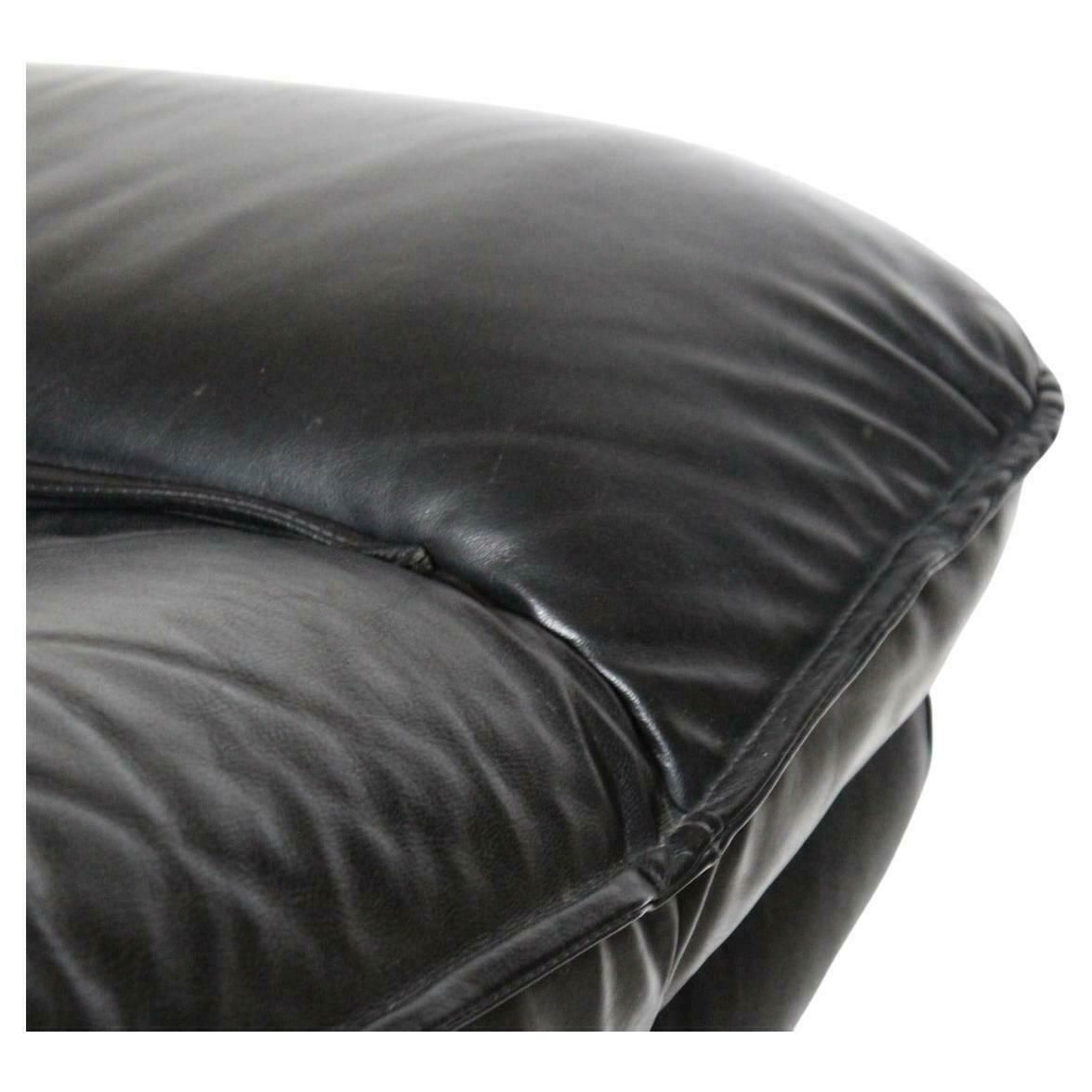 2200.0 Large Post Modern Black Leather Armchair, Nicoletti Salotti For Avanti, Italy 1980 photo