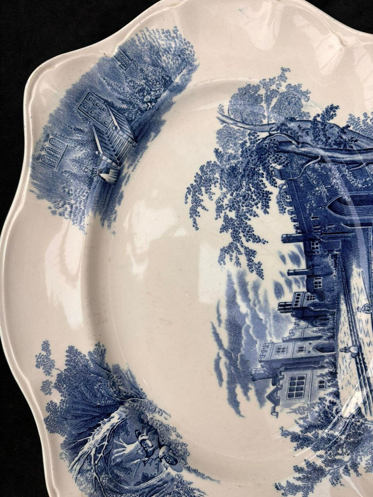 Haddon Hall Blue By Johnson Brothers Large Serving Plate Discontinued China, Replacement Dinnerware White And Blue Transferware Vintage photo vinterior
