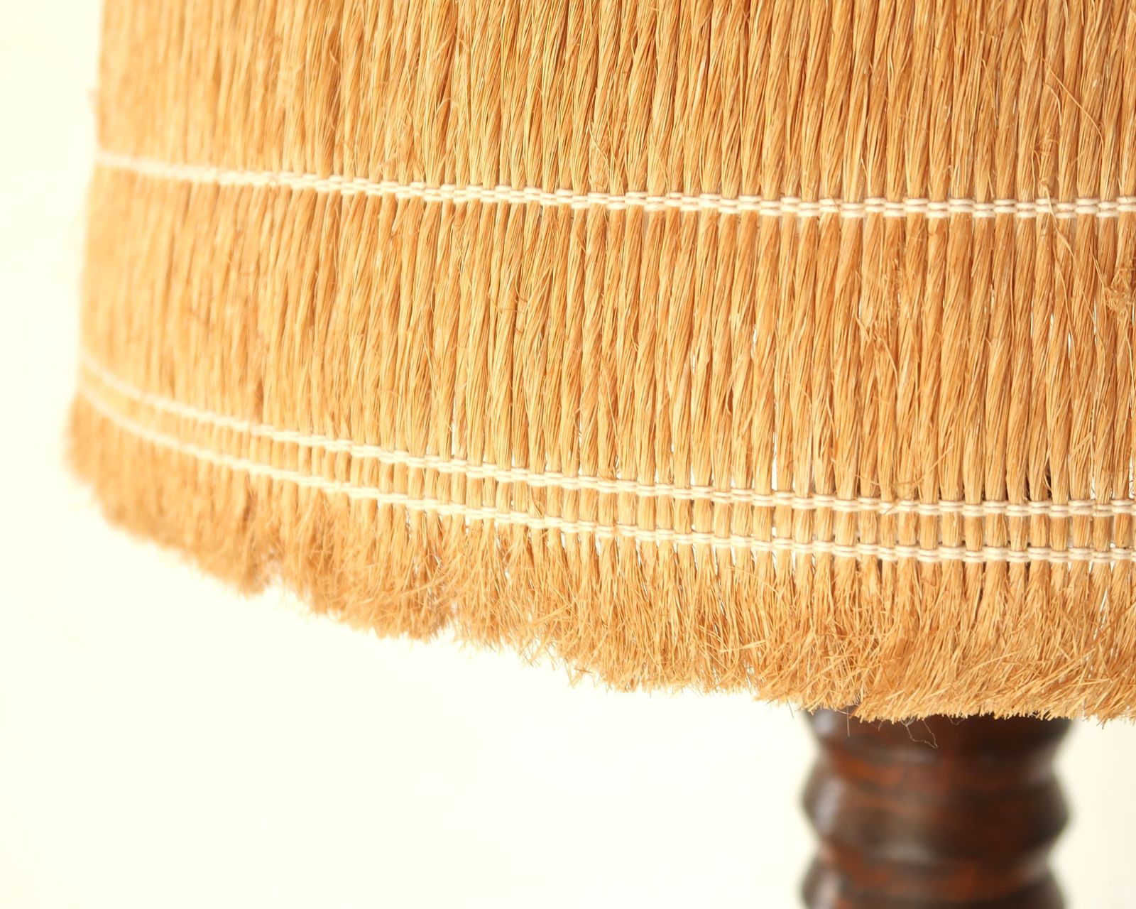 photo furniture French Wooden Floor Lamp By Charles Dudouyt, Hemp Lampshade, 1940s / Column, Brancusi Style, Dark Wood, Mountain Country Furniture