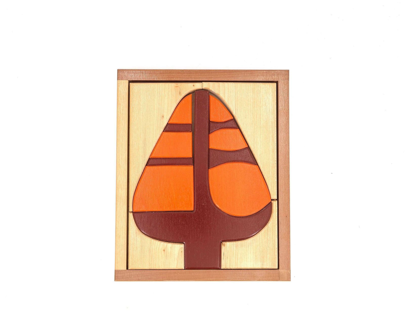 Frans Grafisch Houten Puzzel "Tree" Jaren 1970 / Speelgoed, Hout, Oranje