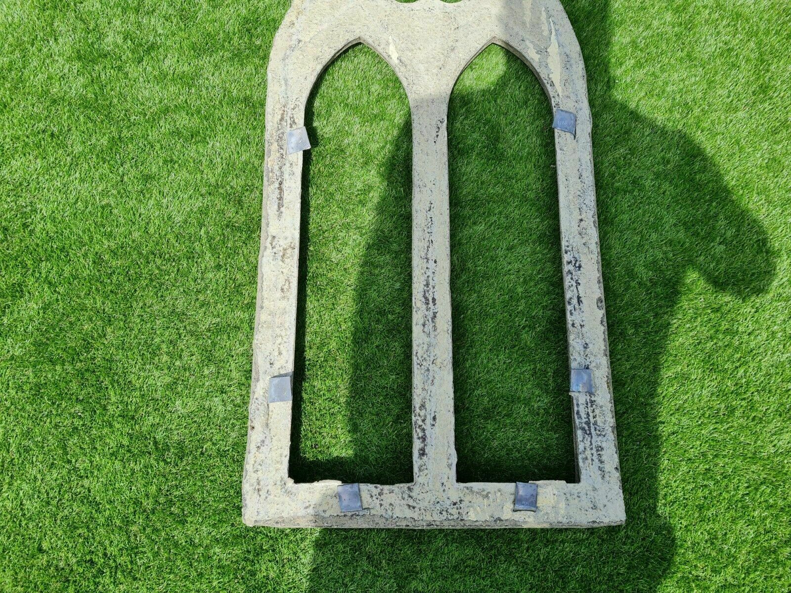 Vintage Large Church Double Arch Garden English Stone 0102. photo vinterior