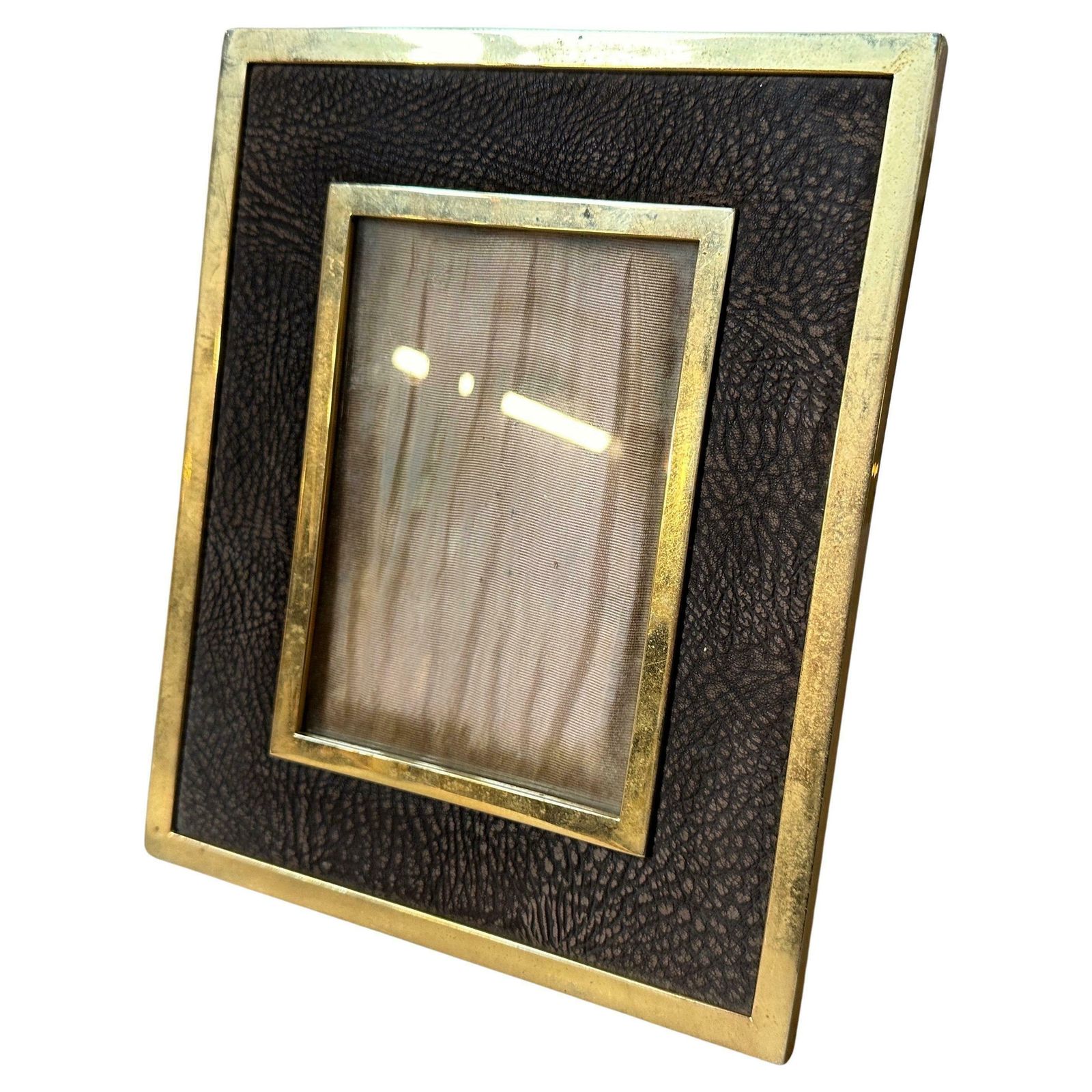 A 1970s High Quality Mid Century Modern Brass And Skin Italian Picture Frame photo furniture
