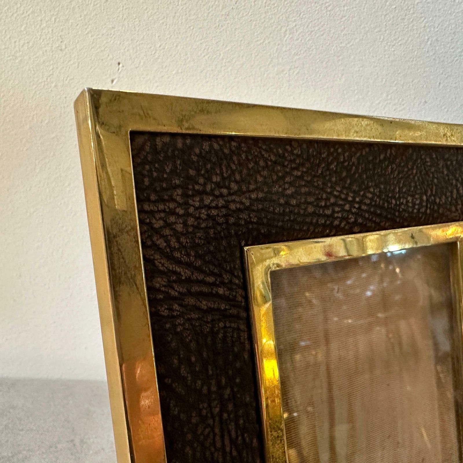 Home Decor A 1970s High Quality Mid Century Modern Brass And Skin Italian Picture Frame photo