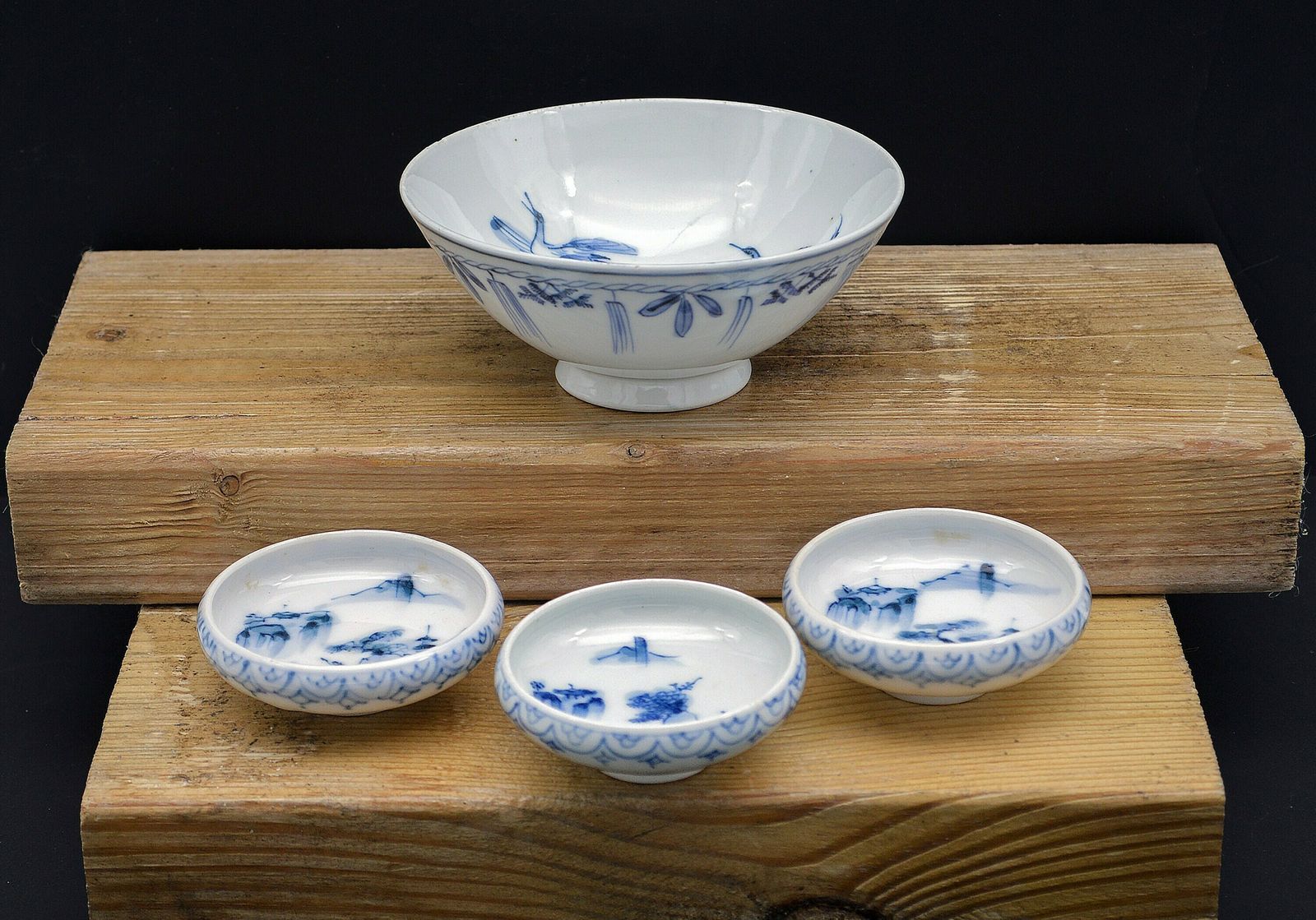 4 Pieces, Japanese Pottery | Antique Imari Bowl | Blue And White China photo 87.0