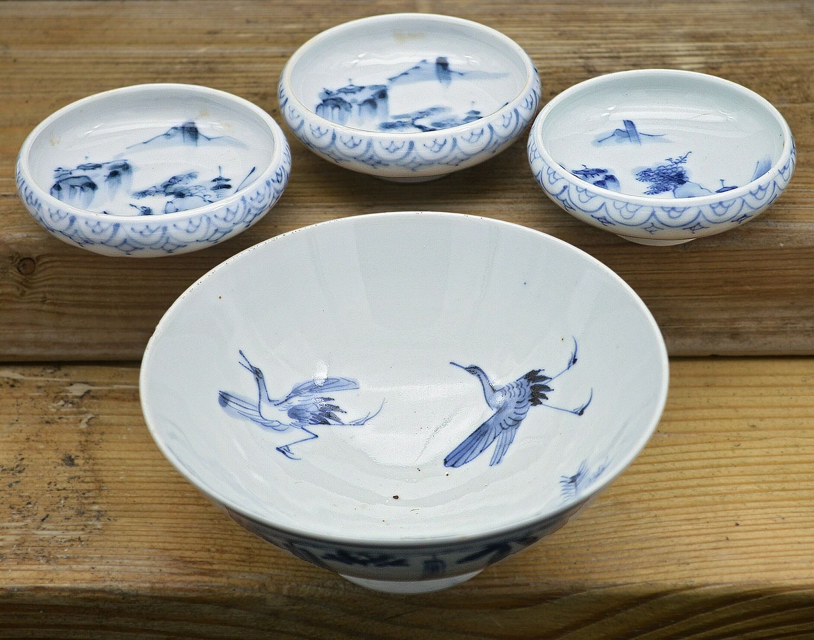 4 Pieces, Japanese Pottery | Antique Imari Bowl | Blue And White China photo vinterior