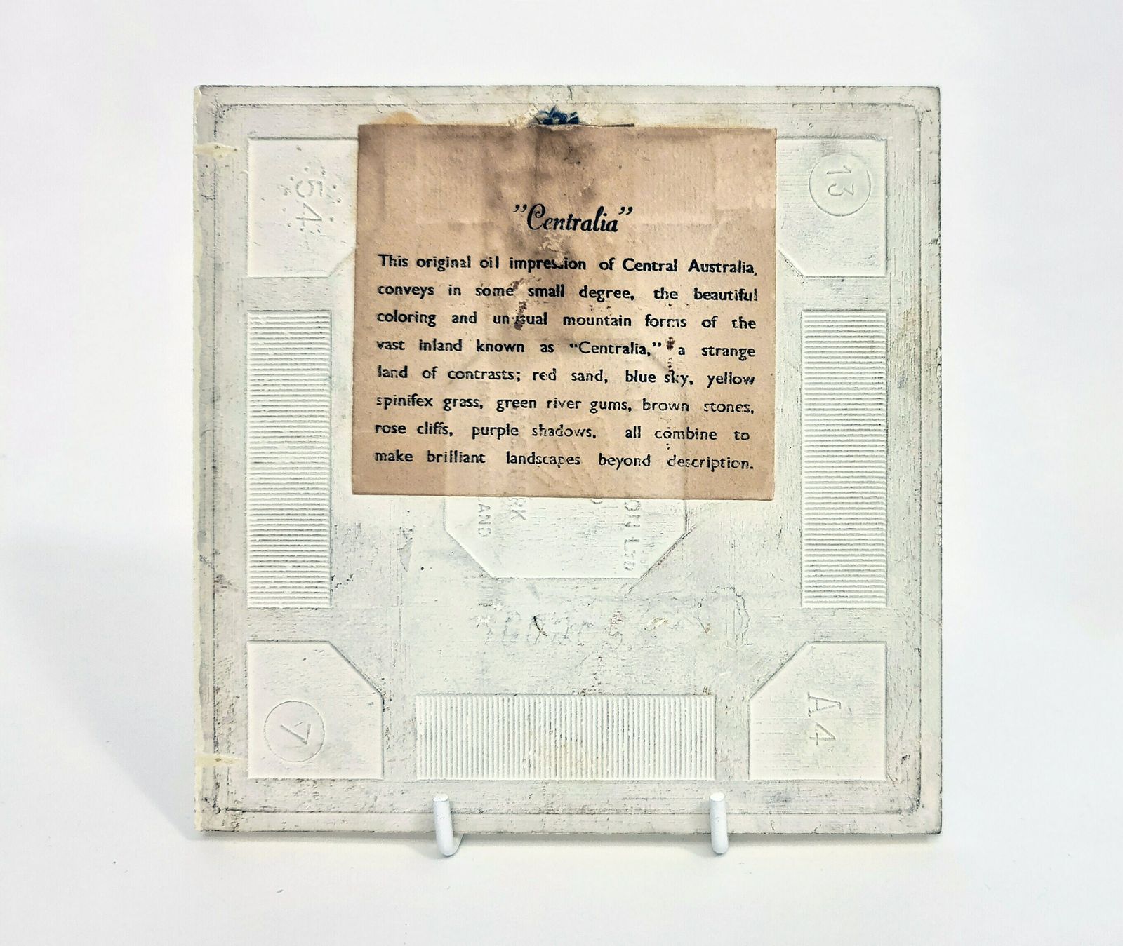 Mid 20th Century, Central Australia Landscape Painting In Oil On Bakelite Mounted On Ceramic Tile photo 168.0