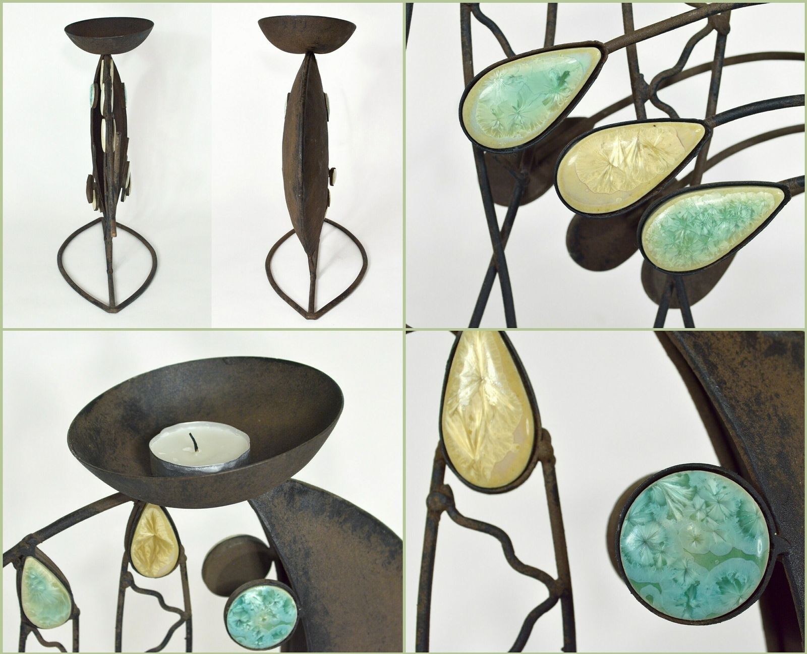 photo for sale Fish Candleholder Sculpture   Mid Century Modern Atomic Style Metal & Enamel
