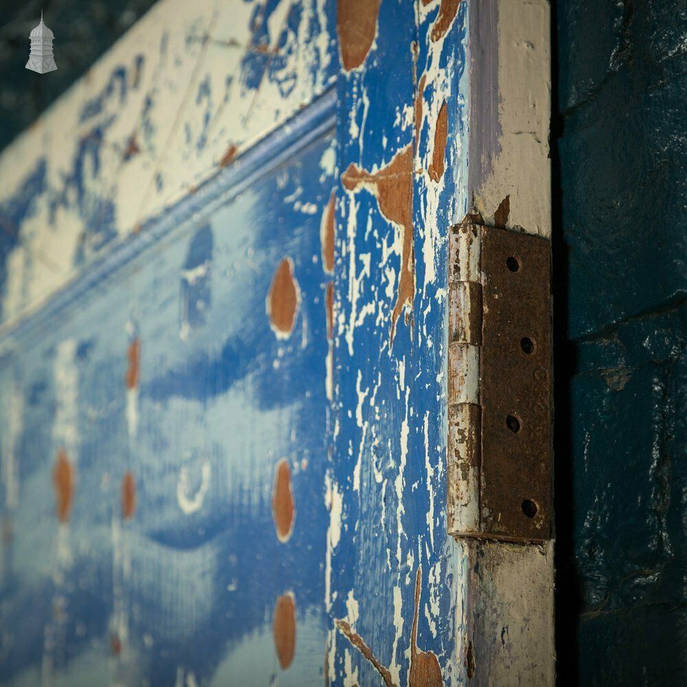 Pine Panelled Door, Moulded 4 Panel, Blue Distressed Paint Finish photo buy