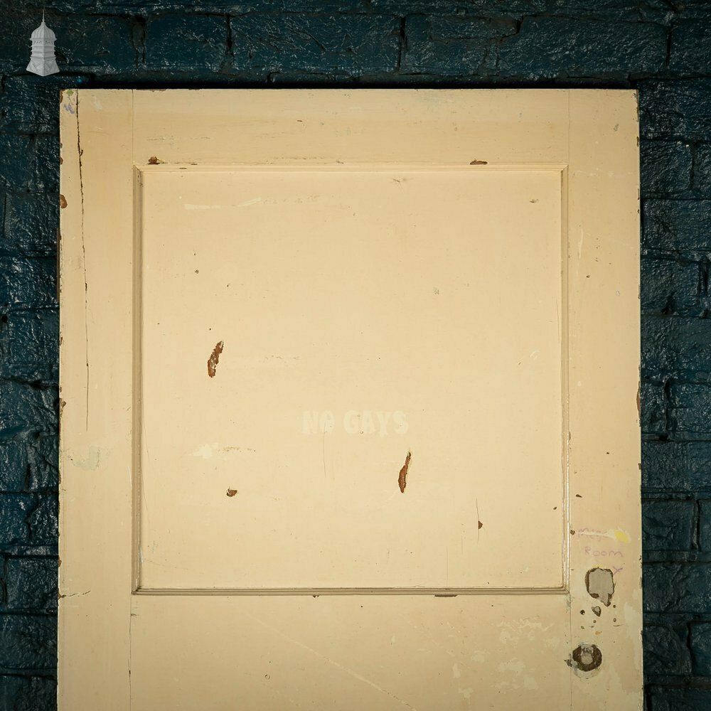 photo furniture Pine Panelled Door, Moulded 4 Panel, Blue Distressed Paint Finish