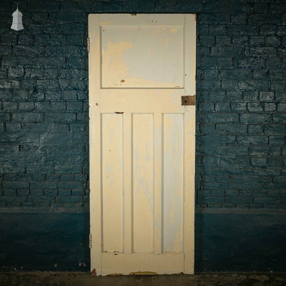 Pine Panelled Door, Moulded 4 Panel White Painted Door