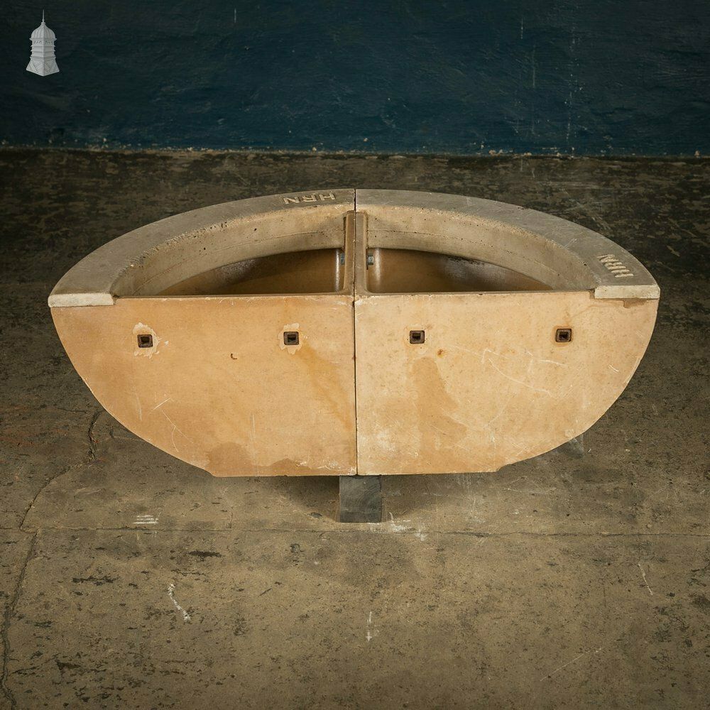 Concrete Corner Mangers, Pair Of Trough Feeders Reclaimed From St Johns Barracks, London. Joined Together To Create A Semi Circle Planter photo furniture