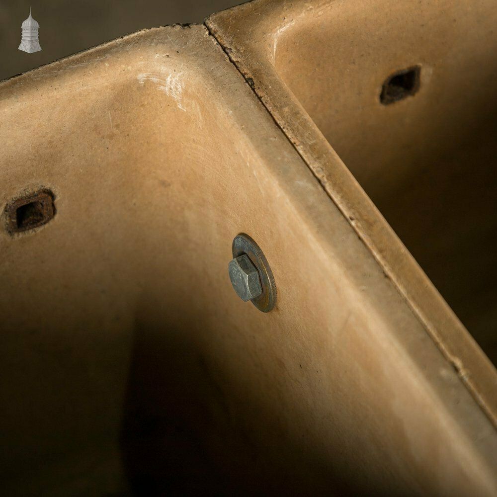 Concrete Corner Mangers, Pair Of Trough Feeders Reclaimed From St Johns Barracks, London. Joined Together To Create A Semi Circle Planter photo for sale