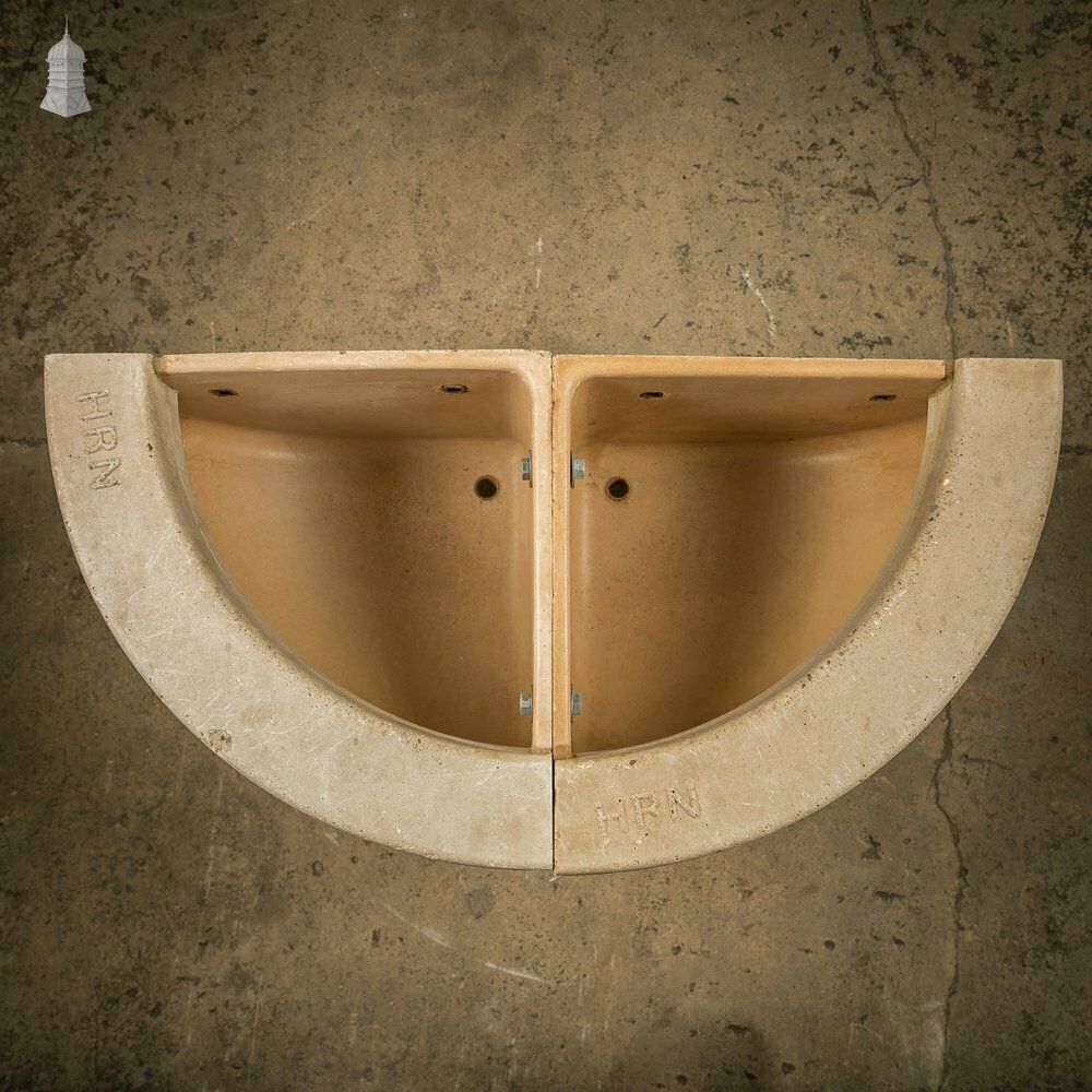 Concrete Corner Mangers, Pair Of Trough Feeders Reclaimed From St Johns Barracks, London. Joined Together To Create A Semi Circle Planter photo Garden Decor