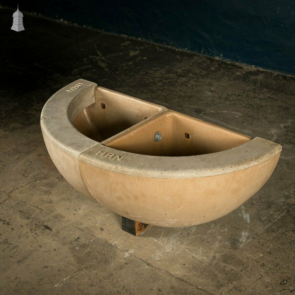 Concrete Corner Mangers, Pair Of Trough Feeders Reclaimed From St Johns Barracks, London. Joined Together To Create A Semi Circle Planter photo buy