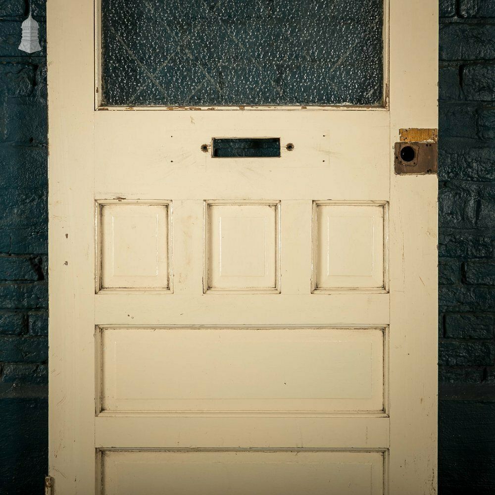photo vinterior Half Glazed Door, Moulded Panelled Pine Door With ‘Arctic’ Style Textured Glass