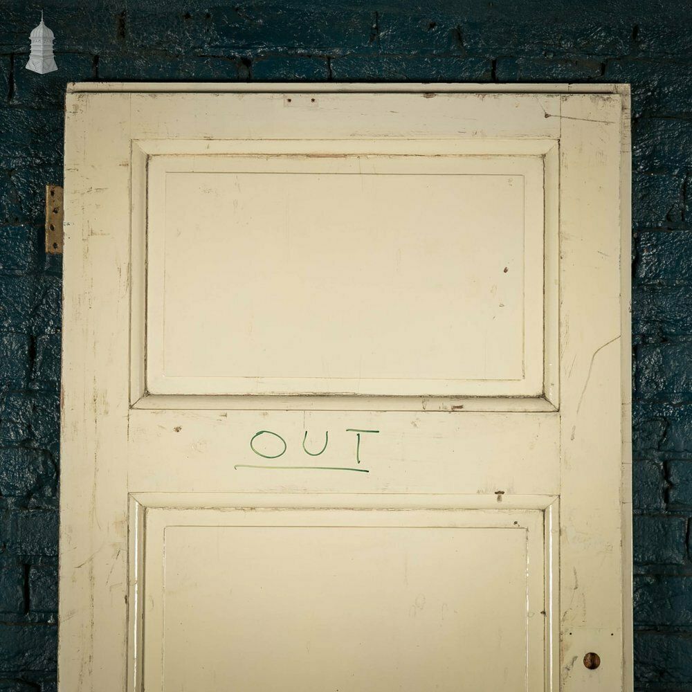 photo furniture Pine Panelled Door, 3 Panel White Painted With Meeting Rail