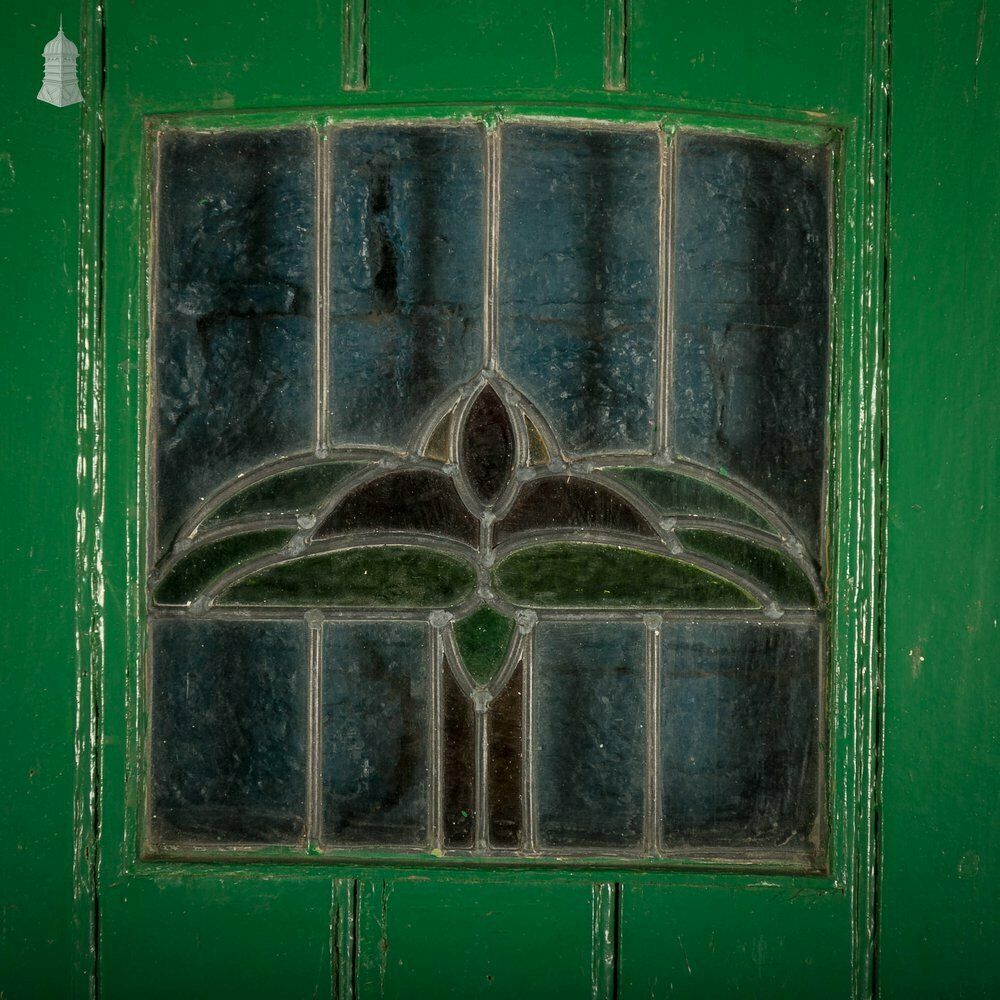 210.0 Glazed Ledged Door, Leaded Stained Glass photo