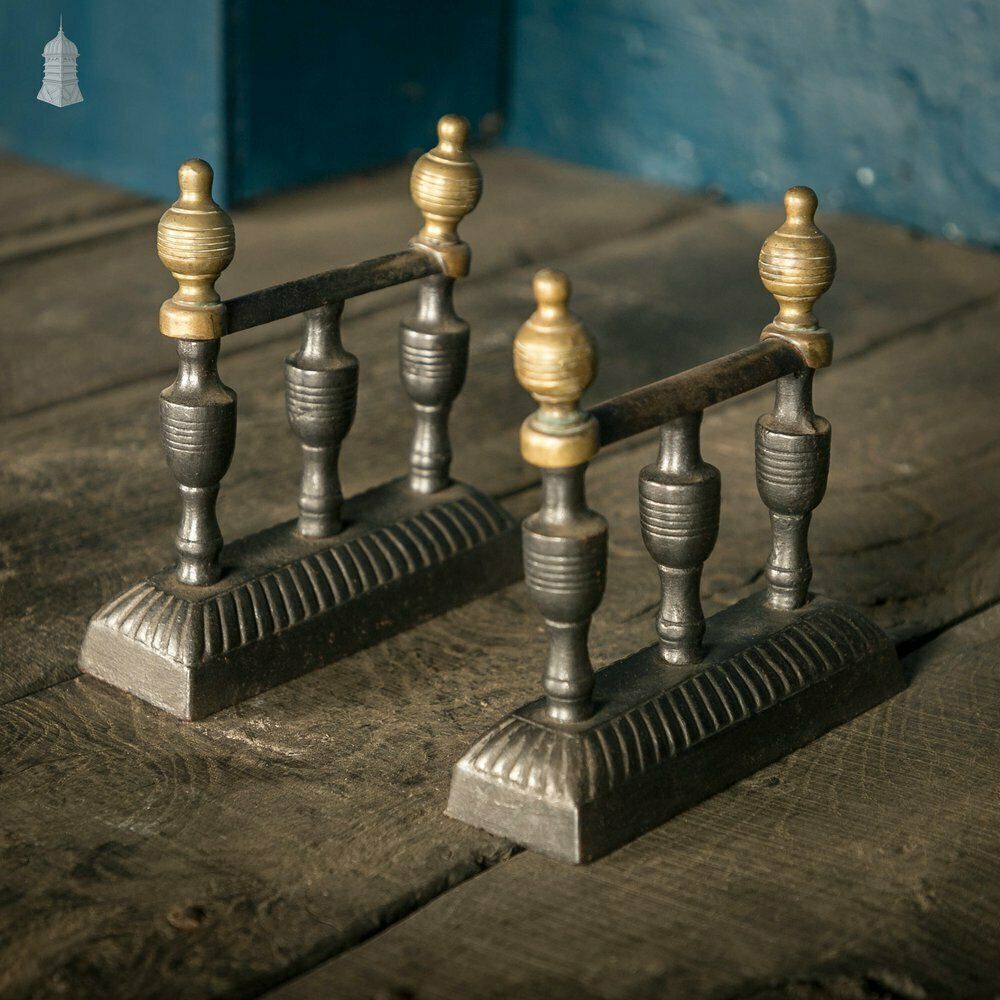 Companion Set Rests, Pair Of Cast Iron And Brass photo furniture