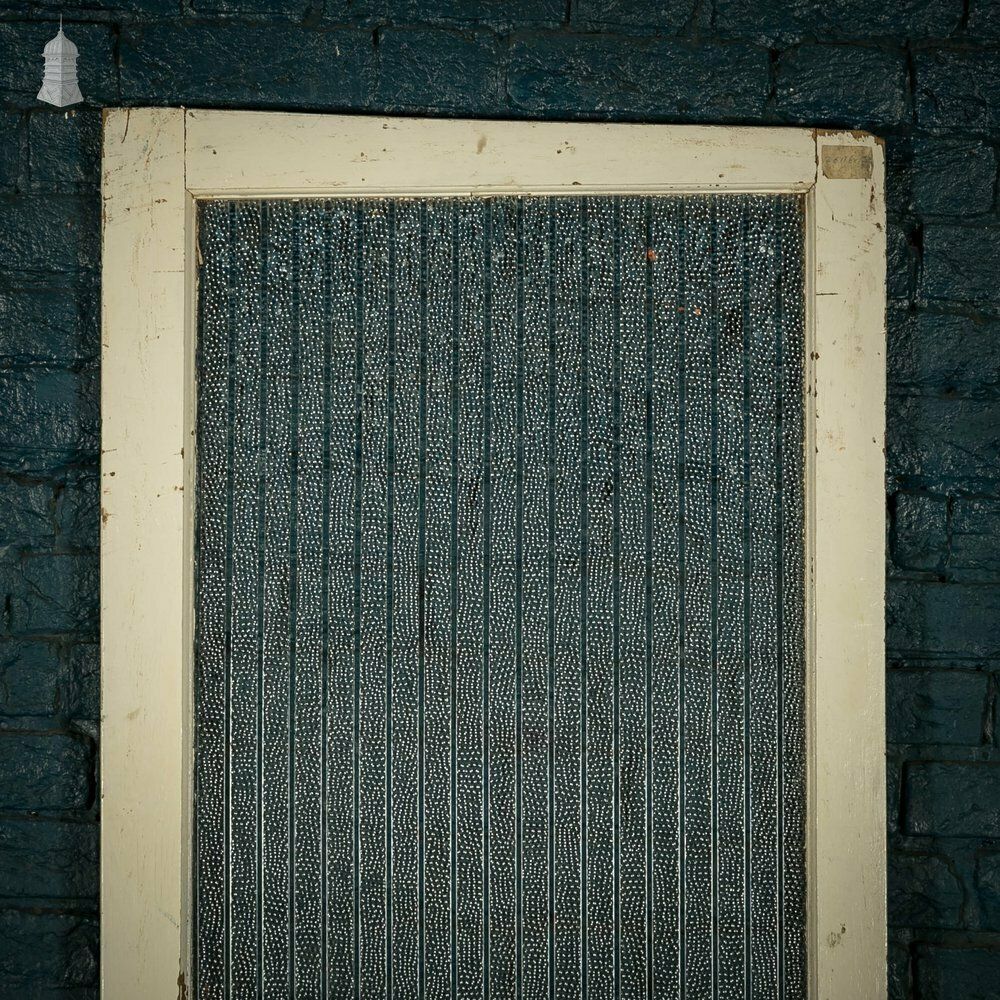 photo for sale Half Glazed Door, Pine Panelled Door With “Hammer Stripe” Style Textured Glass