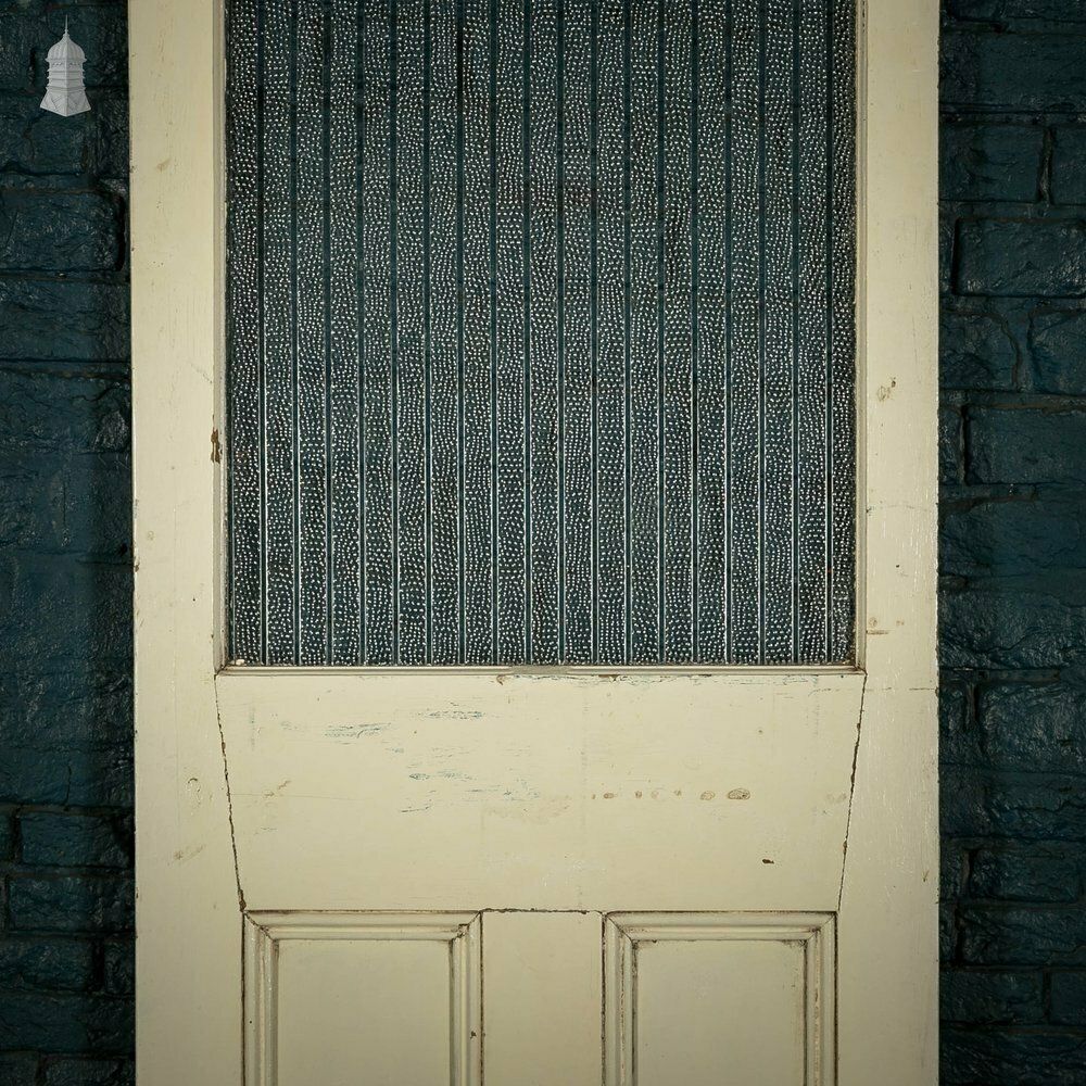 Home Fixtures Half Glazed Door, Pine Panelled Door With “Hammer Stripe” Style Textured Glass photo