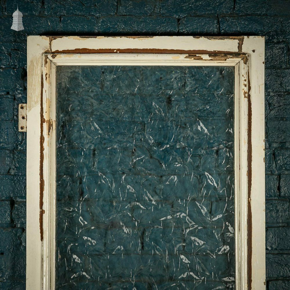 Half Glazed Door, White Painted Pine With Textured Glass photo for sale