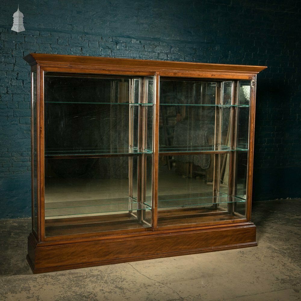 Museum Display Cabinet, 19th C Mahogany With Sliding Door And Mirrored Back photo for sale