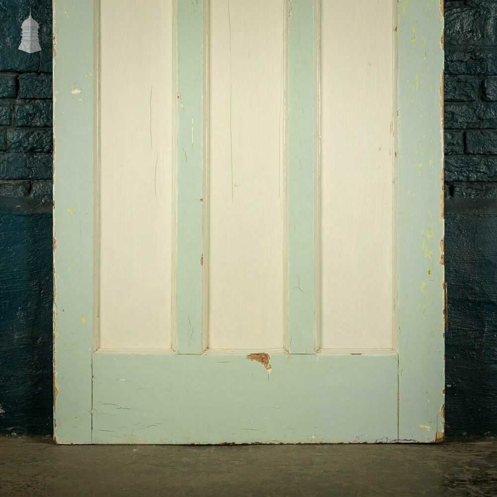 photo for sale Pine Panelled Door, Green Painted, 1 Over 3 Panel 1930’s Style Door