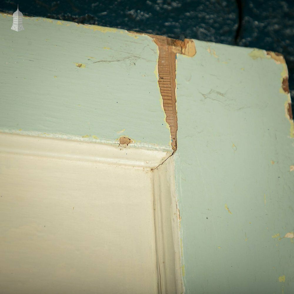 Home Fixtures Pine Panelled Door, Green Painted, 1 Over 3 Panel 1930’s Style Door photo