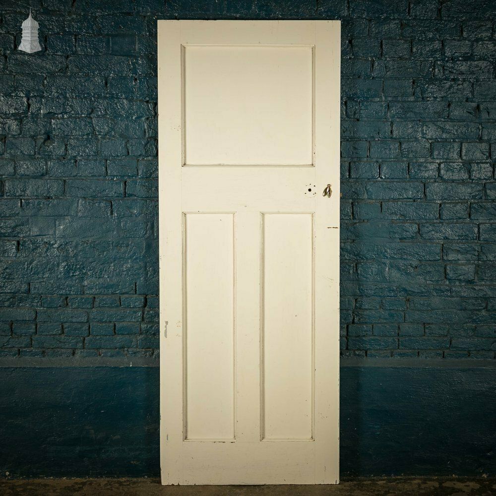 Pine Panelled Door, White Painted 3 Panel