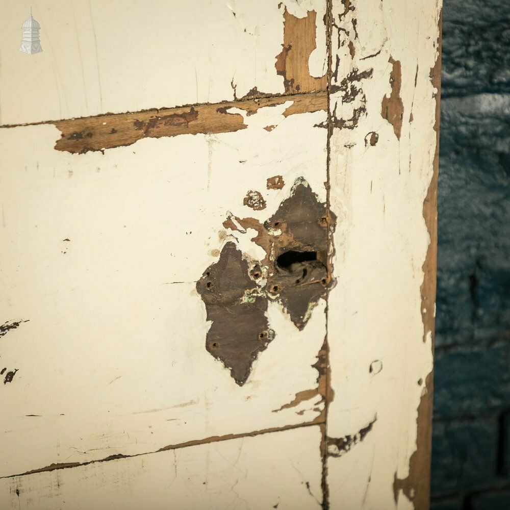 photo buy Pine Panelled Door, White Distressed Paint Finish
