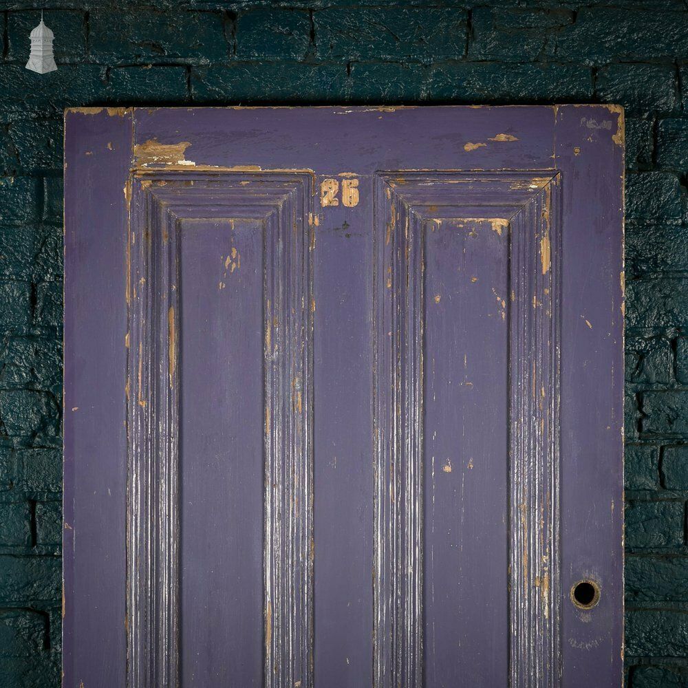 Pine Panelled Door, Moulded 4 Panel Purple Painted Front Door photo furniture